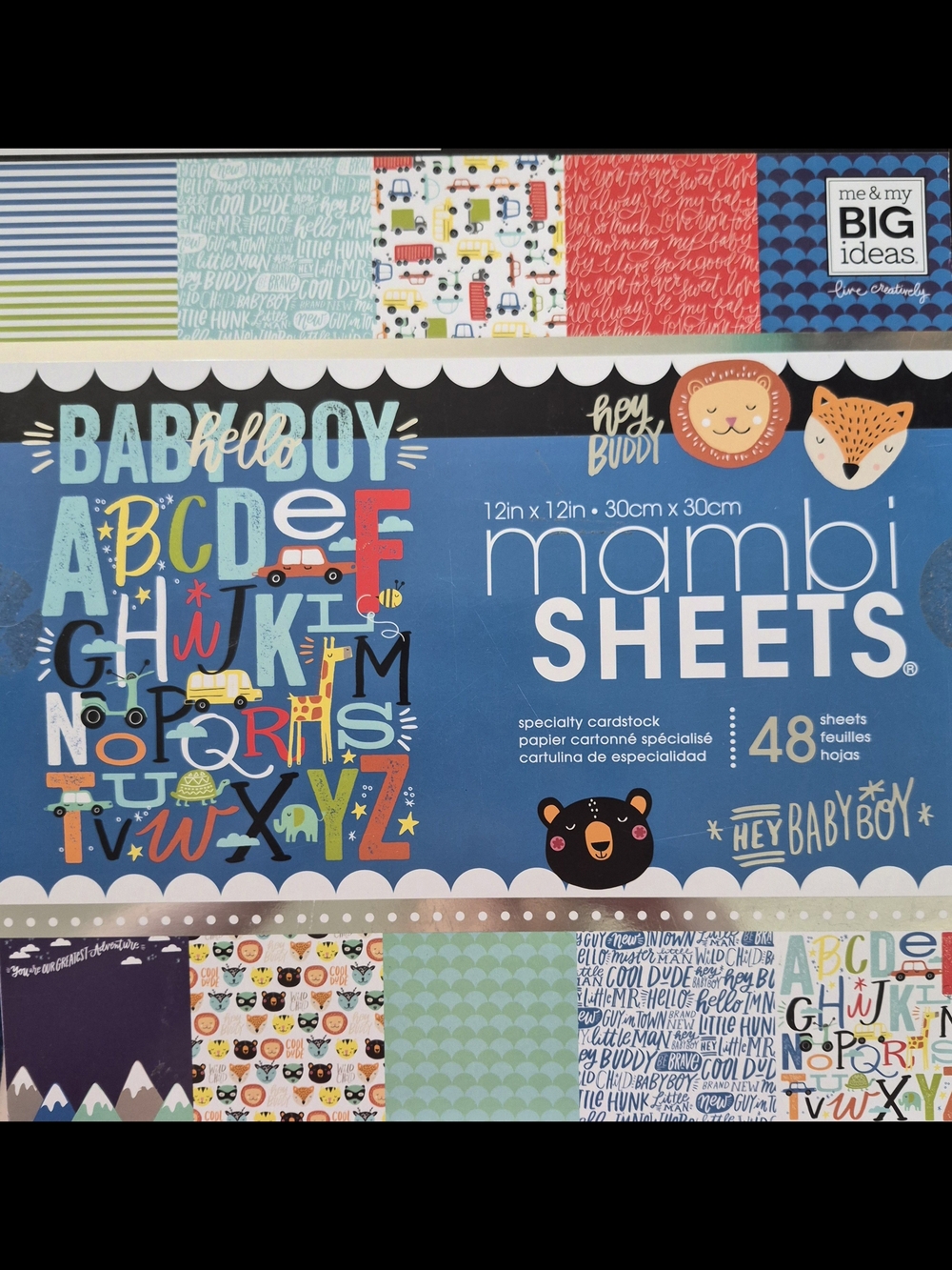 mambi 12x12 Baby Boy Alphabet Patterned Cardstock -